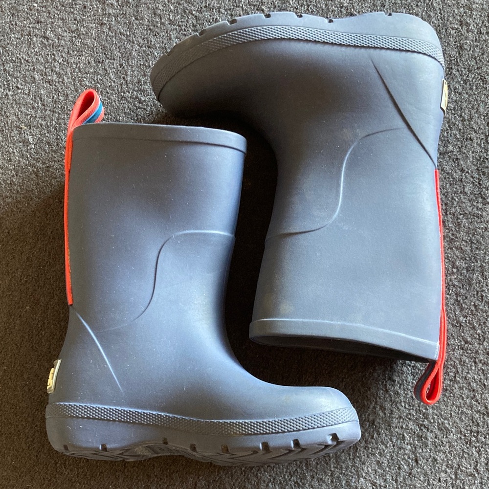 totes Black Kids Rain Boots with Red Accents